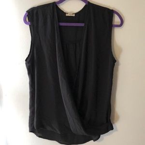 Black cross front loose blouse